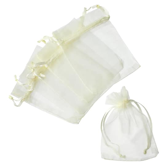 12 Pack: Small Ivory Organza Favor Bags by Celebrate It&#x2122; Occasions&#x2122;